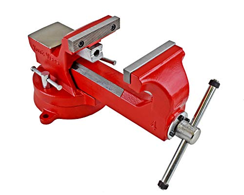 Yost Vises ADI-5 Heavy Duty Vise | 130,000 PSI Tensile Strength Austempered Ductile Iron Bench Vise | 5.5 Inch Jaw Width with a 360 Degrees Interlocking Swivel Base and 2 Lockdowns | Red - size: 5 inches
