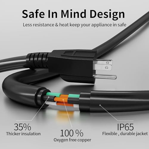 POWGRN 6 FT（2 Pack） 16/3 Black Indoor Outdoor Extension Cord Waterproof, 3 Prong Flexblie SJTW Cold Weatherproof -50°C Appliance Extension Cord 13 AMP 1625W 16AWG Electric Cable - size: 6ft-2pc