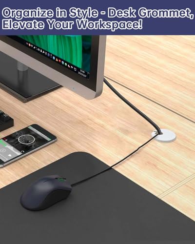 1-3/8 in. Hole Saw with 10PCS White Desk Grommet - Cable Management Kit for TV, Office, and Home Table - Hide Wires Behind Wall, TV Wall Cable Pass Through, Desk Cable Hole Covers - color: Grommet White, size: 1-3/8 inch