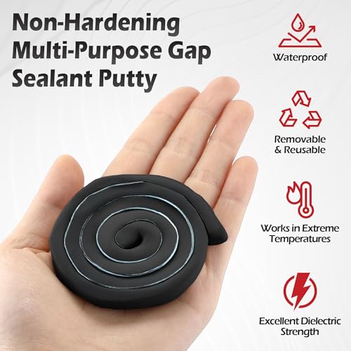 Moldable Silicone Putty, Non Hardening Multi Purpose Duct Seal Compound for Metal, Glass, Wood, Ceramic, Crafts, Heat Resistant and Waterproof, 1.5 ft x 0.32 in(Black,1 Pack) - color: Black