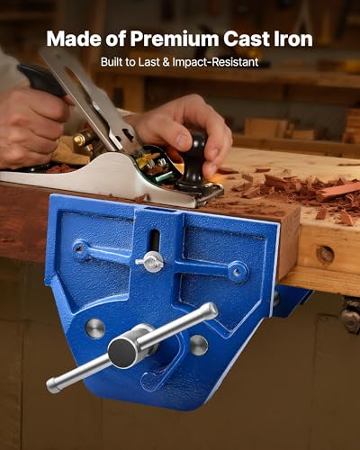 VEVOR Woodworking Vise, 7 Inch Jaw Width, Quick Release Wood Bench Vise, 8 Inch Max Jaw Opening, Heavy-duty Cast Iron Construction, Workbench Vice with Adjustable Front Stop, for Woodworking Drilling - size: 7inch