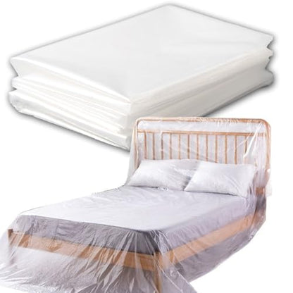 6 Pack Drop Cloth Plastic Sheeting, 9 x 12 FT Heavy Duty Painters Tarp, Waterproof Dustproof Furniture and Floor Protection Cover, Tear-Resistant Plastic for Painting and Renovation