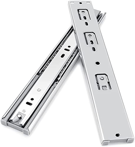 Gobrico 16-Inch Heavy Duty Full Extension Rear/Side Mount Drawer Slides with Brackets Soft Closing Ball Bearing Drawer Runners, 10Pairs - size: 16 Inch