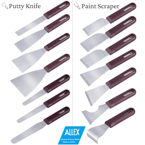 ALLEX Japanese Joint Knife 4" for Art and Paint, Flexible Japanese Stainless Steel Blade, Heavy Duty Full Tang Handle, Made in JAPAN - size: 4"