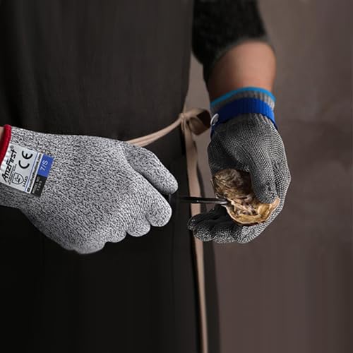 Cut Resistant Gloves Food Grade & Stainless Steel Mesh for Oyster Shucking Butcher Work Kitchen Meat and Fish Slicing Lightweight Breathable Anti-Cut Gloves(2 Pcs -Size: 8/Medium) - size: Medium, style: Level 9 Cut Resistant (Pack of 2)
