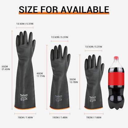 ThxToms Heavy Duty Chemical Resistant Latex Rubber Gloves, Waterproof Long Cleaning Gloves for Industrial Cleaning, Gardening, Oil, Acid & Alkali Resistance, 18",1 Pair - color: 18"