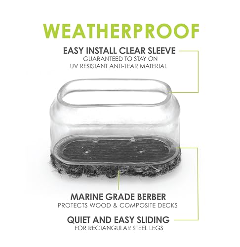 Slipstick GorillaOutdoor Berber Furniture Feet Pads with Clear Sleeve Sock (8 Pack) Weatherproof Outdoor Furniture Sliders for Rectangular Legs - size: Rectangular Large