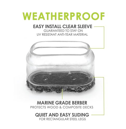Slipstick GorillaOutdoor Berber Furniture Feet Pads with Clear Sleeve Sock (8 Pack) Weatherproof Outdoor Furniture Sliders for Rectangular Legs - size: Rectangular Large