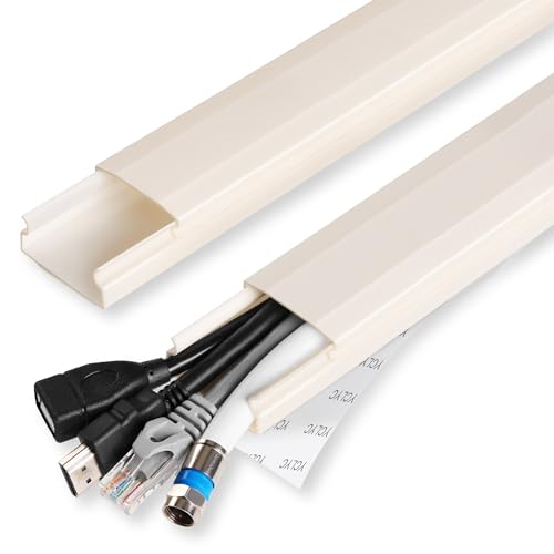 TV Cable Hider - 62.8in PVC Cord Hider Cable Management Wall, Paintable Cable Concealer for Wall Mounted TV, Cable Raceway Beige Wire Hider, Wall Wire Covers for Cords, 4* L15.7in *W1.2in *H0.59in - color: Beige, size: W 1.2in X H 0.59in X L 62.8in