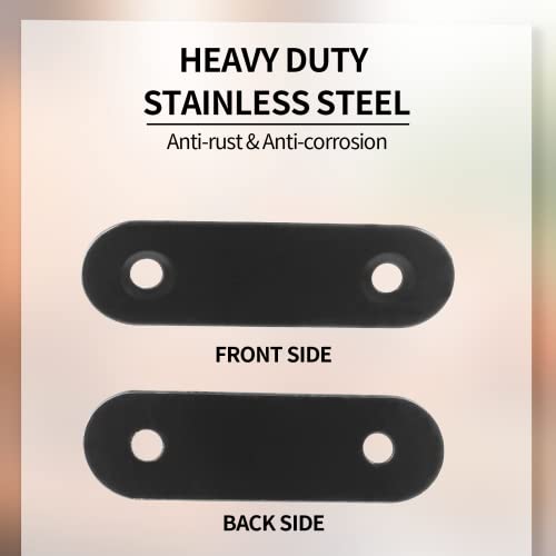 Jiozermi 24 Pcs Straight Brace, Flat Brace 2” x 0.6”, Stainless Steel Straight Bracket, Mending Joining Plates for Wood, Board, Bed Frame, Furniture & Shelves, Matte Black - size: Black, 2” x 0.6”, 24 pcs