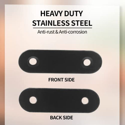 Jiozermi 24 Pcs Straight Brace, Flat Brace 2” x 0.6”, Stainless Steel Straight Bracket, Mending Joining Plates for Wood, Board, Bed Frame, Furniture & Shelves, Matte Black - size: Black, 2” x 0.6”, 24 pcs