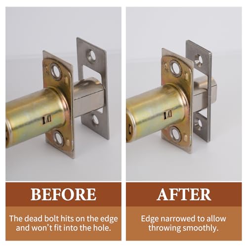 Deadbolt Restorer Strike Plates 2 Pack, Narrow-Side and Large Hole to Allow Dead Bolt to Pass Freely, Dead Lock Catcher Strikers (2, Silver) - color: Silver, size: Small: 2-1/4" X 1" (2 Pack)
