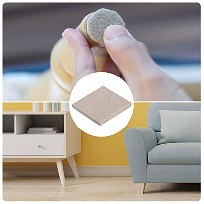METALLIXITY Square Felt Furniture Pads (1.7" x 1.7" x 0.2") 24Pcs, Self-Adhesive Floor Protectors - for Home Cabinet Closet Bed Feet, Beige - size: 1.7" x 1.7" x 0.2"