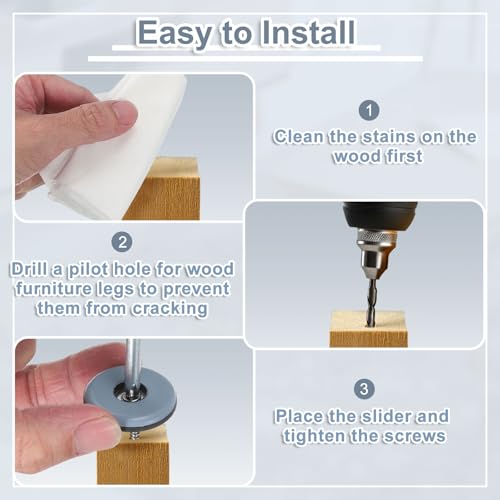 uxcell 8Pcs Screw on Furniture Sliders, 2.56"(65mm) Round Furniture Glides Sliders, Chair Leg Sliders Floor Protectors Pads, Furniture Pads with Screws for Chairs, Cabinets, Light Blue