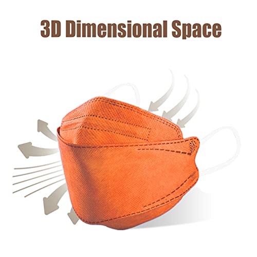 akgk KN95 Face Masks 50 Pack, 5-Ply Disposable Tangerine Face Mask Against PM 2.5 Smoke and Dust - color: Z-50 Pack-tangerine