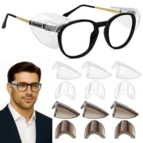 6 Pairs Safety Glasses Side Shields,TPU Side Shields for Prescription Glasses, Small to Large Frames - color: Transparent 3pairs+ Brown 3pairs, size: Large-6 Pairs