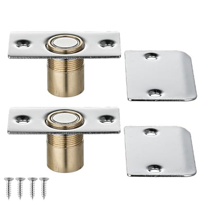 JQK Closet Magnetic Door Ball Catch Hardware, 430 Stainless Steel Catch Adjustable with Strike Plate, Polished Steel Finish 2 Pack, HBC120-BN-P2 - color: Chrome, size: Magnetic 2 Pack