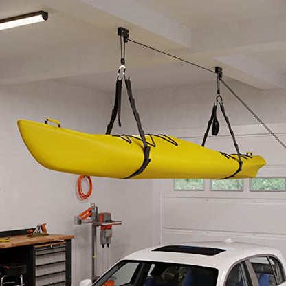 RAD Sportz Kayak Storage Hoist - Overhead Pulley System with 125lb Capacity for Canoes, Bikes, Ladders, and More - for up to 12-Foot Ceilings - size: 1 Pack