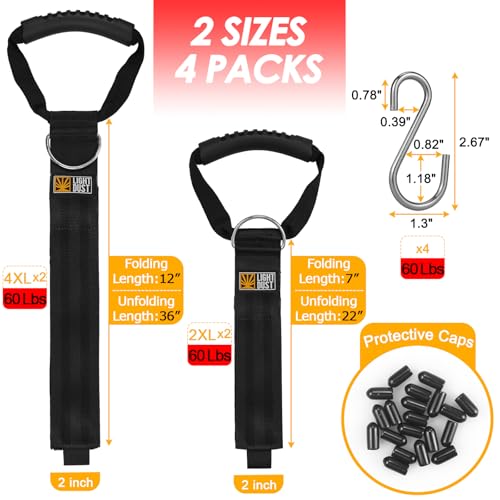 Hanging Extension Cord Holder - 4Pack 22" 35" Handle Wrap Straps with S Hooks Heavy Duty Garage Organizer Tool Hangers - Garden Hose Power Electrical Cable Rope RV Shed Storage and Organization - size: 4Pack 22" 35"