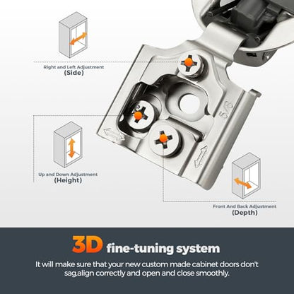 10 Pack (5 Pairs) 5/8" Overlay Soft Close Cabinet Hinges, Satin Nickel Stainless Steel Concealed Hinges with 3D Self-Closing for Face Frame Doors & Kitchens - size: 5/8 inch overlay