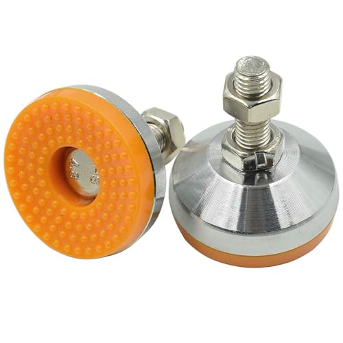 M12x50mm Leveling Feet 2Pcs, 2200 lb Capacity, 2.32 Inch Anti-Slip Base, Heavy Duty Adjustable Swivel Furniture Glides, Rubber Feet Levelers for Table, Shelves, Workbench, Cabinet, Machine - color: Orange, size: D60xM12xH50mm