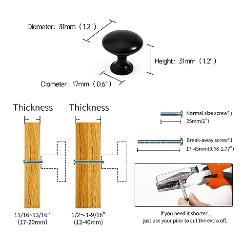 Drawer Knobs Matte Black Cabinet Knobs and Pulls Single Hole Knobs for Cabinets and Drawers Dresser Knobs Kitchen Cabinet Hardware,10 Pack - color: Matt Black, size: 10 Pack, style: Modern