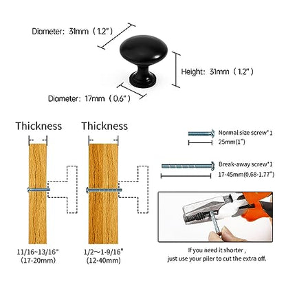 Drawer Knobs Matte Black Cabinet Knobs and Pulls Single Hole Knobs for Cabinets and Drawers Dresser Knobs Kitchen Cabinet Hardware,10 Pack - color: Matt Black, size: 10 Pack, style: Modern