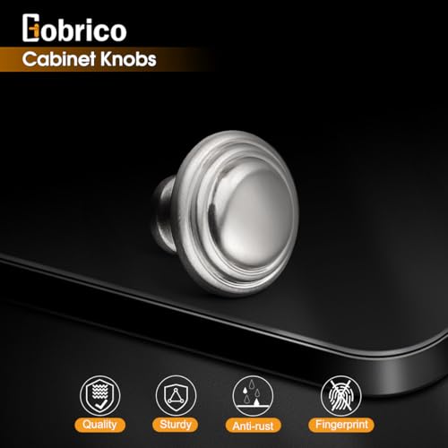 Gobrico 1-3/8" Round Cabinet Knobs Brushed Nickel Kitchen Door Knobs Bifold Handles for Wardrobe Bookcase Drawers 5 Pack - color: Satin Nickel