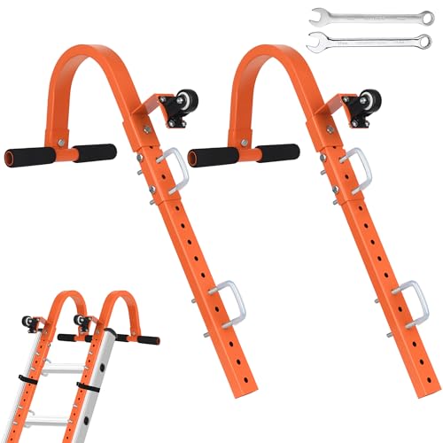Ladder Roof Hook with Wheel Ladder Hooks for Roof Ridge, Ladder Roof Stabilizer Heavy Duty Steel, Rubber Grip T-Bar for Damage Prevention 9.4lb - size: For Roofs