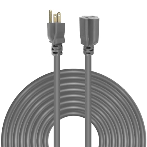 50 Ft Heavy Duty Outdoor Extension Cord Waterproof - 12/3 SJTW 15A 1875W Gray Extension Cable with 3 Prong Grounded Plug, Waterproof Electric Cable for Lawn, Garden, Appliances, UL Listed - color: Grey, size: 50 ft