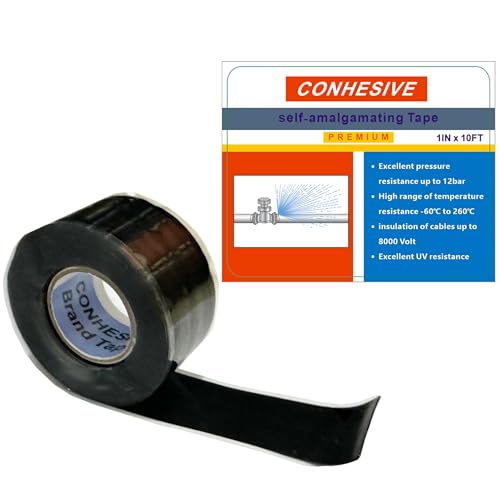 Self-Fusing Silicone Tape, 1’’x10’ Self-Welding Repair Tape for Pipe and Tube Leak, Electrical Cable, Outdoor Coax, Emergency Repair, Plumbing Sealing.