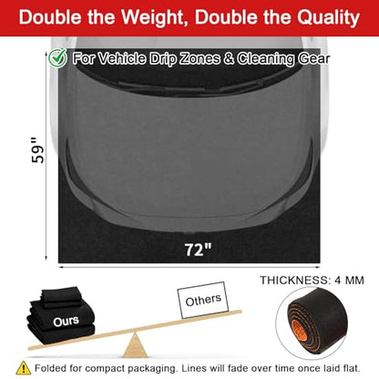 Golener Oil Spill Mat - Garage Floor Mat, Absorbent Oil Pad, Premium Maintenance Mat, Waterproof, Contain Liquid, Protect Floor from Spill & Stain, Reusable, Washable, Durable, 59”x72”, Black/Orange - size: 4'11" x 6' (Rectangular)