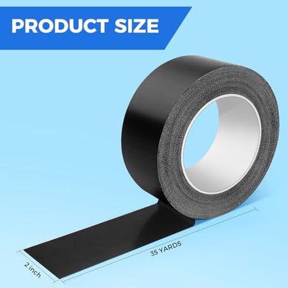 Duct Tape, 2 Inch x 35 Yards, 1 Roll, Waterproof and Heavy Duty, Tear by Hand, for Packing Repairing and Crafts (Black) - color: Black
