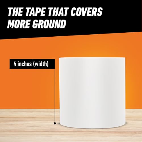Gorilla Waterproof Patch & Seal Tape, White Tape, 4" x 10' (Pack of 2) - Permanent Weather Resistant Seal for Leaks and Repairs