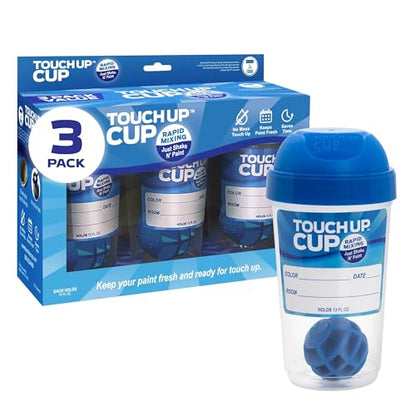 Touch Up Cup Empty Plastic Paint Storage Containers with Lids for Leftover Paint, Touch Ups, As Seen On Shark Tank Products, 13 oz, Pack of 3 - style: 3 Cups (Pack of 1)