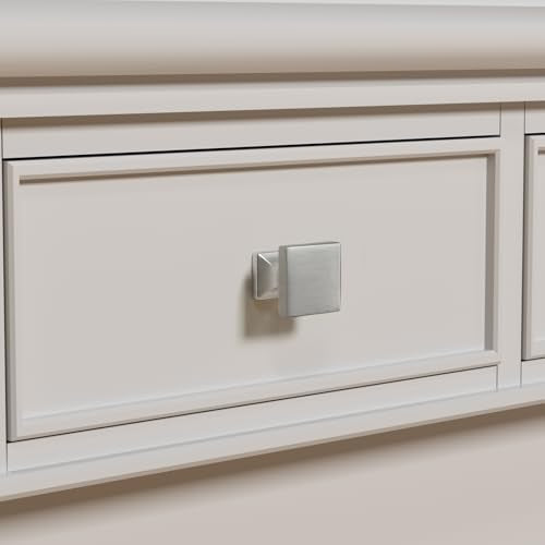 homdiy 10 Pack Cabinet Knobs Brushed Nickel Drawer Knobs - Square Cabinet Knobs for Dresser Drawers Silver MO6785SNB Kitchen Cabinet Knobs - color: Brushed Satin Nickel