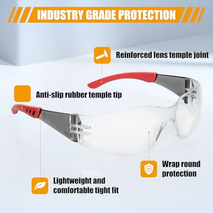 3 Pack Anti-fog Clear Safety Glassess with ANSI Z87.1 Standard for Construction Laboratory Shooting