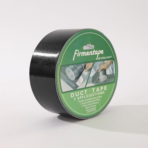 Firmentape] Heavy Duty Cloth Waterproof Tape 2" x50ft, Fiberglass Reinforced for Roofing/Pipes, Butyl Rubber Adhesive - Weatherproof & UV Resistant (Black) - color: black out