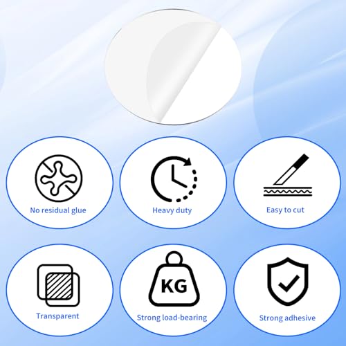 Hecila 40PCS Clear Double Sided Adhesive Pad Heavy Duty Double Sided Adhesive Mounting Circle Tape Waterproof High Strength No Residue Removability Washable Sticky Patch for Craft Wall Mounting Home
