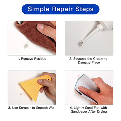 SEISSO Drywall Repair Kit, 500 g Wall Mending Agent- 2 Pack, Wall Spackle Repair Kit with Scraper, Patch for Wall Hole Filler, White Spackle Wall Repair Paste, Plaster Dent - color: 2pcs paste