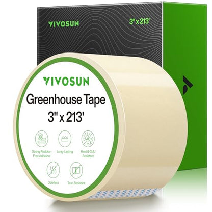 VIVOSUN Greenhouse Repair Tape, 6.3 mil 3" x 213' Weatherproof Clear Poly Patch Tape, Heavy Duty Greenhouse Sheeting Coverings Film Tape for Plastic Sheeting and Tents - size: 3”x213’