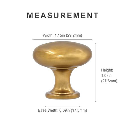 HESTIA HARDWARE 10 Pack | Gold Cabinet Knobs | 1.15 Inch (29mm) Brass Gold Kitchen Cabinets Knobs and for Bathroom Drawer I Champagne Accent Pulls(Z5.10.L) - color: Gold