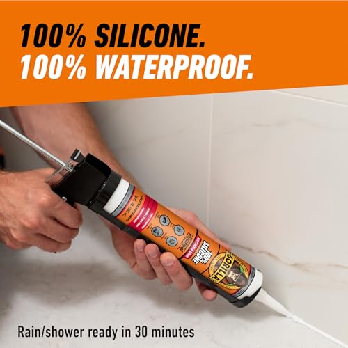 Gorilla 100% Silicone Caulk Kitchen & Bath Sealant, Mold Resistant, 10 oz. Cartridge, Clear - color: Clear