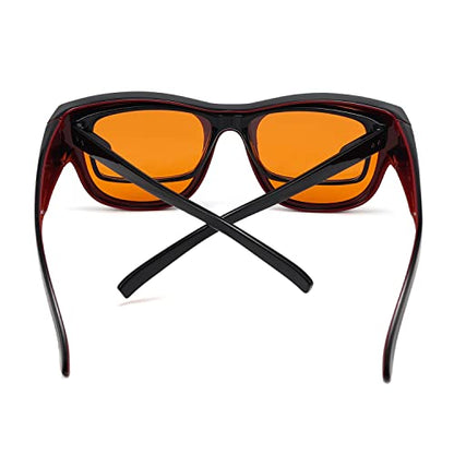 Eyekepper Mens Fit Over Blue Light Blocking Glasses Computer Gaming Eyeglasses for Women - color: 1802-black Red-100% Blue Light Blocking