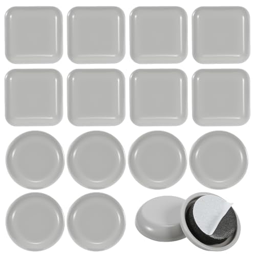 16 Pcs Self-Adhesive Stick Furniture Sliders 1 Inch Furniture Movers Self Adhesive Chair Gliders 2 Types Furnitures Moving Glides Pads Self Adhesive Gliders for Carpet Hardwood Floors(Round & Square)