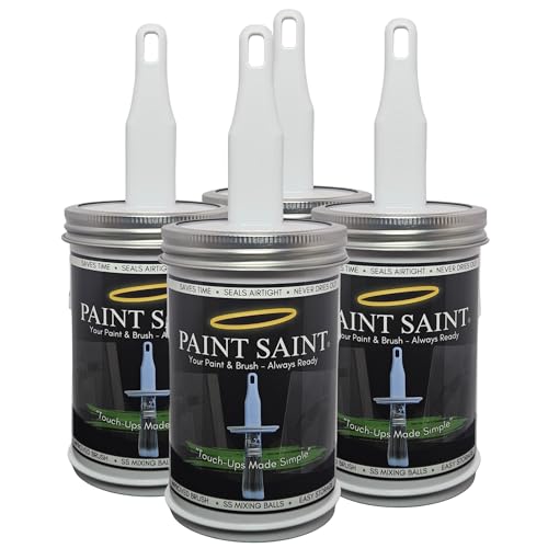Paint Saint – 4 Airtight Touch Up Paint Containers with Built-In Brush | Mess-Free Storage & Quick Touch-Ups | Perfect for Homeowners, DIY & Property Managers (Pack of 4) - size: 1 Count (Pack of 4)