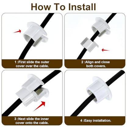 4Pcs Wall Cable Pass Through Grommet, 1'' Plastic Feed Through Bushing, Compatible Wall Hole Routing Kit, Cords Hole Covers Bushing for Cables Wires Furniture (White)