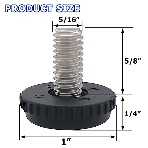 Hooshing 10PCS 5/16-18 Stainless Steel Adjustable Furniture Levelers Screw in Threaded Levenling Feet Glide for Furniture Legs, Table, Chair, Cabinet - size: 5/16"-18