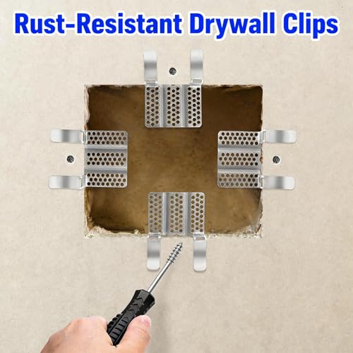 16 Pack Drywall Repair Clips, 1/2 inch Drywall Fastener Clip with 32 Screws, Professional Hole Repair Patch Kit for Wall, Stainless Steel Wall Patch Clips for Damaged Wall Repairing (with Screwdriver)