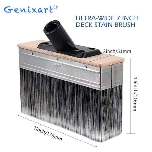 7-Inch Deck Stain Brush Applicator for Applying Paints, Sealers on Wood, Fence, Brick, Concrete Walls - Heavy-Duty Outdoor Oil Staining Brush